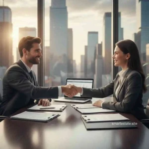 Client meeting with a commercial real estate lawyer to finalize a property transaction efficiently