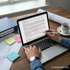 Attorney redlining a commercial lease with title report binder and ALTA survey during due diligence – SmartEstate.site