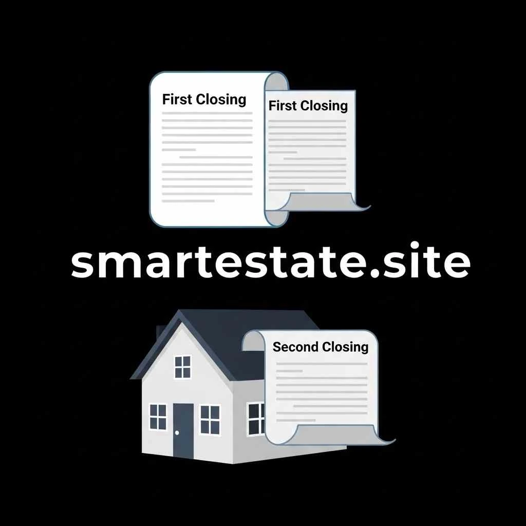Visual diagram of the double closing method in wholesale real estate with first and second contracts